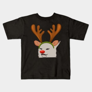 Funny Christmas Cat with Reindeer Antlers Xmas 2022 Kids T-Shirt